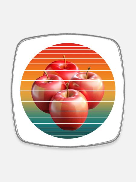 apple fruit - Square fridge magnet - white