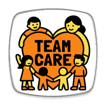 Team Care Herz Kita Wappen - Viereckiger Kühlschrankmagnet - Weiß - Vorne