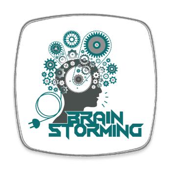 Brainstorming Head – Office & Idées de bureau - Magnet carré - blanc - Devant