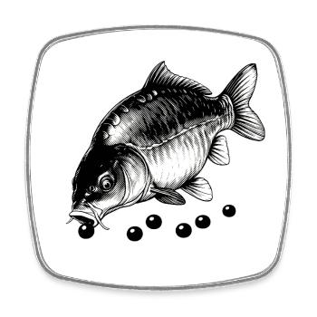 Carp at lunch - Square fridge magnet - white - Front