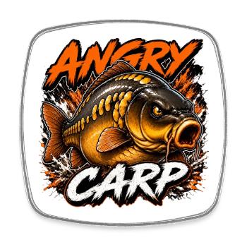 Design de pêche à la carpe miroir en colère - Magnet carré - blanc - Devant