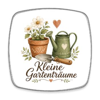 Kleine Gartenträume - Viereckiger Kühlschrankmagnet - Weiß - Vorne