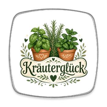 Kräuterglück - Viereckiger Kühlschrankmagnet - Weiß - Vorne