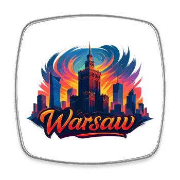 Art de la skyline de Varsovie – Coloré et moderne - Magnet carré - blanc - Devant