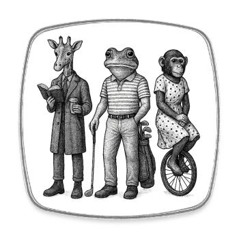 Trio der anthropomorphen Freunde - Viereckiger Kühlschrankmagnet - Weiß - Vorne