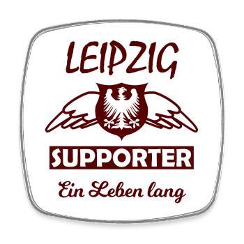 Leipzig Supporter Ein Leben Lang - Viereckiger Kühlschrankmagnet - Weiß - Vorne