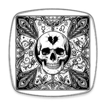 Gothic Scorpio Skull Occult Design - Square fridge magnet - white - Front
