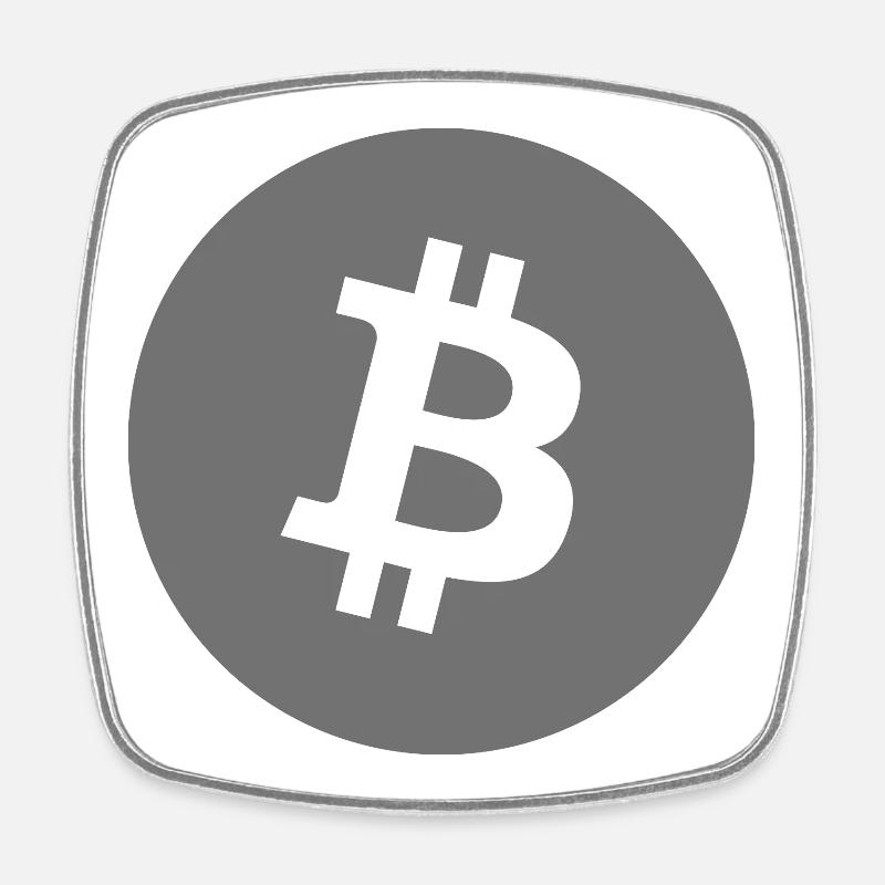 Bitcoin Core Symbol Grau Kreis - Viereckiger Kühlschrankmagnet - Weiß