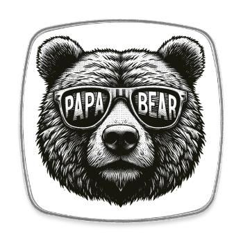 Papa Bear - Square fridge magnet - white - Front