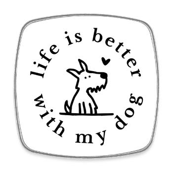 Life Is Better With My Dog – Süßes Hundeliebe Desi - Viereckiger Kühlschrankmagnet - Weiß - Vorne