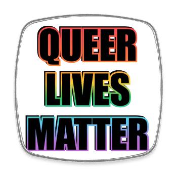 Texte arc-en-ciel de Queer Lives Matter - Magnet carré - blanc - Devant