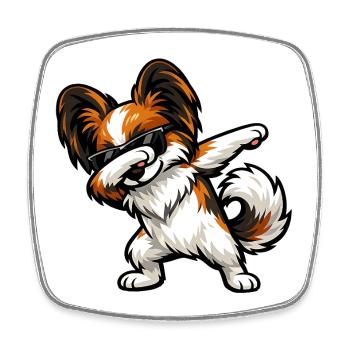 Dabbing Butterfly Dog - Square fridge magnet - white - Front
