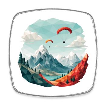 Paragliding Berglandschaft Polygonkunst - Viereckiger Kühlschrankmagnet - Weiß - Vorne