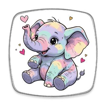 Pastell Elefant Kuschelherz - Viereckiger Kühlschrankmagnet - Weiß - Vorne