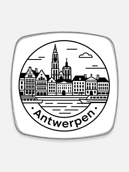 Antwerpen - Viereckiger Kühlschrankmagnet - Weiß