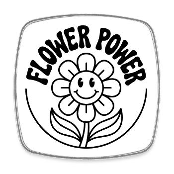 Flower Power - Viereckiger Kühlschrankmagnet - Weiß - Vorne
