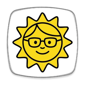 Lachende Sonne Brille Comic - Viereckiger Kühlschrankmagnet - Weiß - Vorne