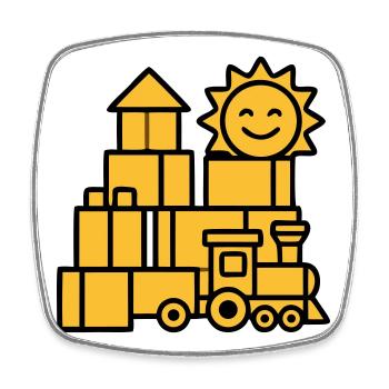Jouets ferroviaires Blocs de construction - Magnet carré - blanc - Devant