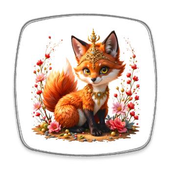 Fox Floral Schmuck - Viereckiger Kühlschrankmagnet - Weiß - Vorne