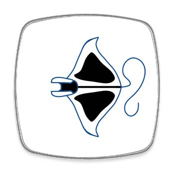 Blauer Umriss Manta-Silhouette - Viereckiger Kühlschrankmagnet - Weiß - Vorne