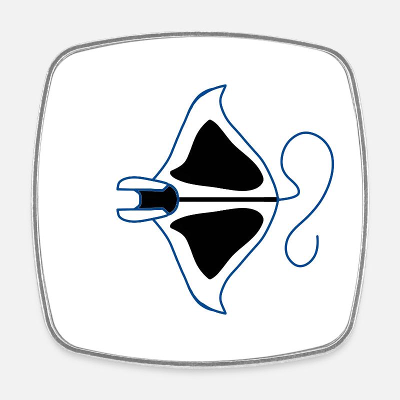 Blue outline manta silhouette - Square fridge magnet - white
