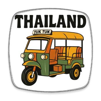 Thailand Tuk Tuk Retro Cartoon - Viereckiger Kühlschrankmagnet - Weiß - Vorne