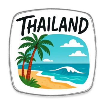 Thailand Motiv mit Meer und Palmen - Viereckiger Kühlschrankmagnet - Weiß - Vorne