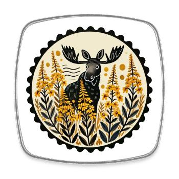 Harvest Moose in Golden Meadow - Square fridge magnet - white - Front