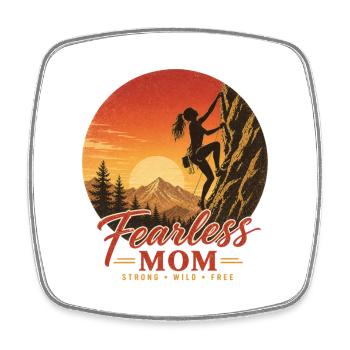 Idée cadeau rétro d’escalade Fearless Mom - Magnet carré - blanc - Devant