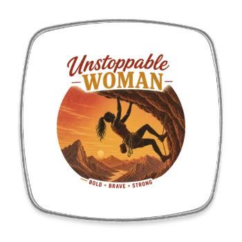 Unstoppable Climber – Brave & Strong - Square fridge magnet - white - Front