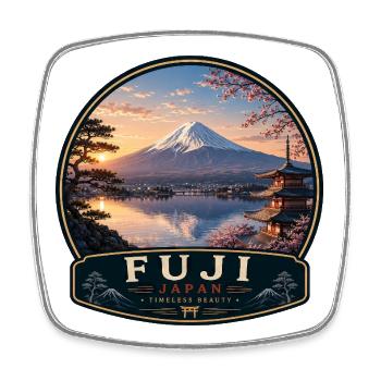 Fuji Japan Ski Holiday Ski Resort Snowboard Winter - Square fridge magnet - white - Front