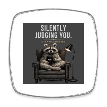 Silently Judging You Funny Raccoon - Viereckiger Kühlschrankmagnet - Weiß - Vorne