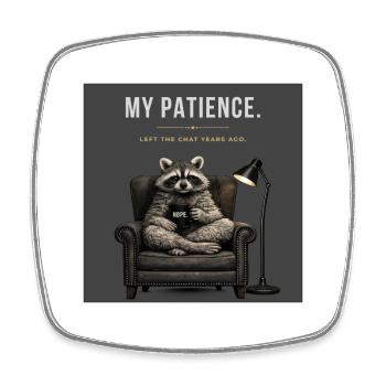 Running Out Of Patience Funny Raccoon - Viereckiger Kühlschrankmagnet - Weiß - Vorne