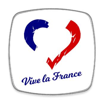 Vive la France Herzflagge - Viereckiger Kühlschrankmagnet - Weiß - Vorne