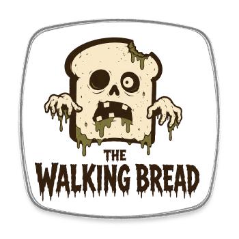 The Walking Bread Zombie Bread Motif - Square fridge magnet - white - Front