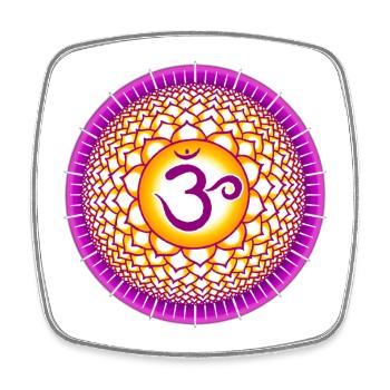 Chakra couronne Sahasrara - Magnet carré - blanc - Devant