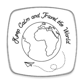 Keep Calm and travel the World  - Square fridge magnet - white - Front