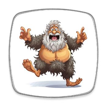 Fröhlicher Bigfoot Cartoon - Viereckiger Kühlschrankmagnet - Weiß - Vorne