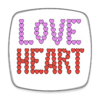Love Heart typography - Square fridge magnet - white - Front
