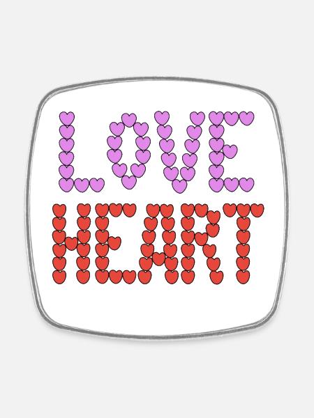 Love Heart typography - Square fridge magnet - white
