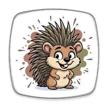 Kuscheliger Igel Cartoon - Viereckiger Kühlschrankmagnet - Weiß - Vorne