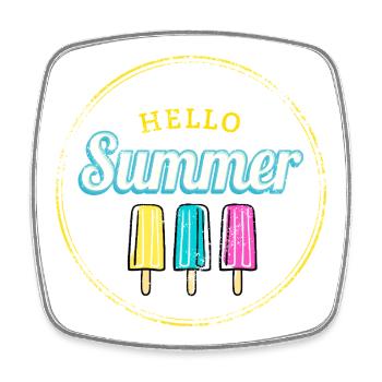 Eis mit Stiel Hallo Sommer Vintage Eiscreme Design - Square fridge magnet - white - Front