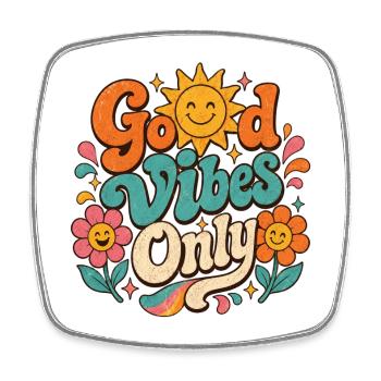 Good Vibe's Only Retro Floral - Square fridge magnet - white - Front