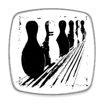 Bowling - Viereckiger Kühlschrankmagnet - Weiß - Vorne