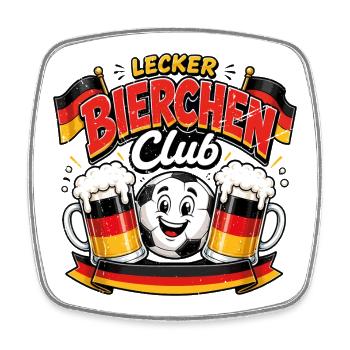 Lecker Bierchen Club 2026 Fußball Deutschland - Viereckiger Kühlschrankmagnet - Weiß - Vorne