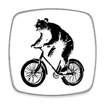 Bicycle Bear - Square fridge magnet - white - Front