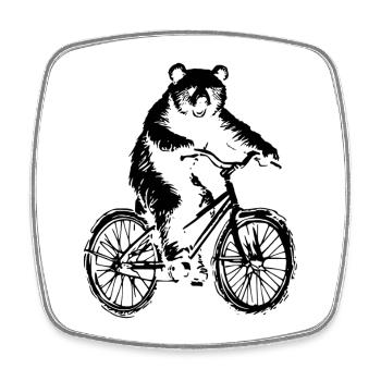 Bicycle Bear - Square fridge magnet - white - Front