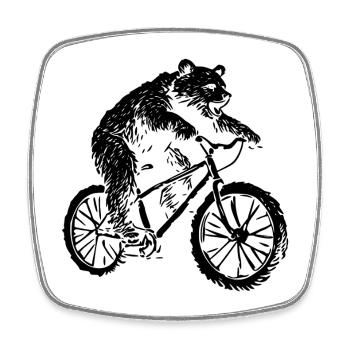 Bicycle Bear - Square fridge magnet - white - Front