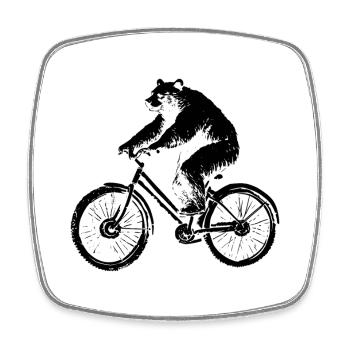Bicycle Bear - Magnet carré - blanc - Devant
