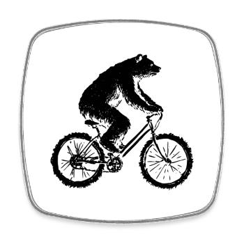 Lustig Fahrrad Bär   - Viereckiger Kühlschrankmagnet - Weiß - Vorne